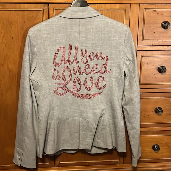 Hipchik Couture ALL YOU NEED IS LOVE blazer, size 6, excellent cond. Grey ish. - Picture 1 of 7